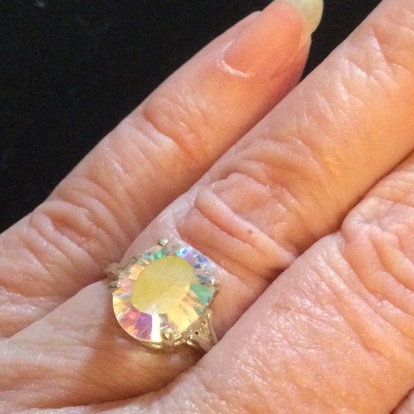 Unusual Aqua Aura Mystic Topaz Ring - Picture 8 of 13